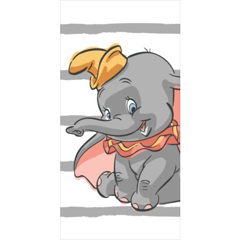 Disney - Serviette de plage en coton "Dumbo"- Blanc/Gris - 70 x 140 cm - Livraison gratuite