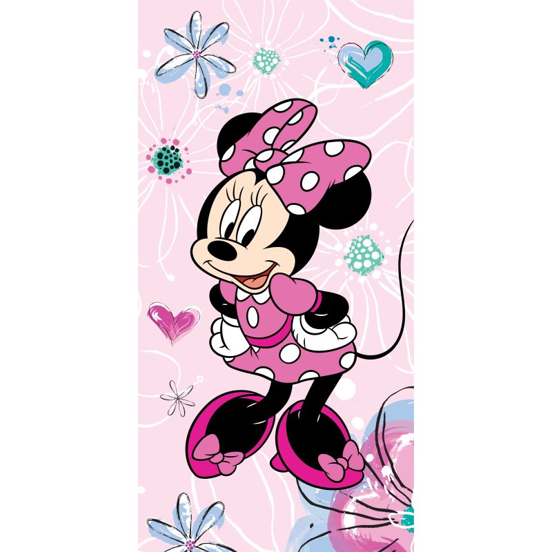 Disney - Serviette de plage en coton 'Minnie : Noeud'- Rose - 70 x 140 cm - Livraison gratuite