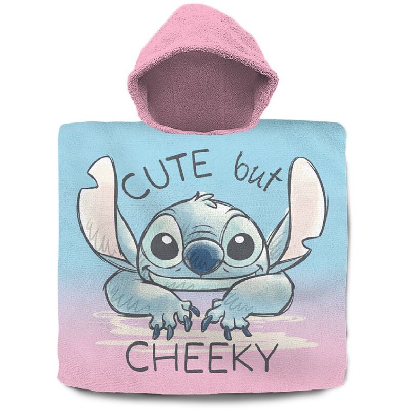 Poncho de bain Disney Stitch 60x120 cm Rose/Bleu