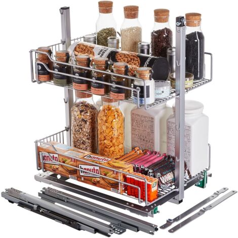 DISPENSA junior III Apothekerauszug silbergrau für Korpusbreite 300 mm mit Einhängekörben / Kesseböhmer