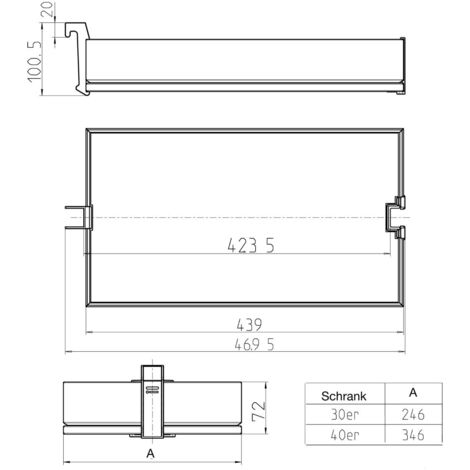 DISPENSA-X anthrazit für Korpusbreite 300 mm, Korpusinnenhöhe 1600 - 2000 mm Apothekerauszug 100 kg Tragkraft mit ARENA pure Tablaren / Kesseböhmer