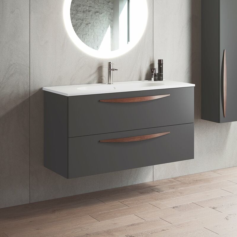 

ARCO Mueble+Lavabo Suspendido 2 Cajones Ceniza Mate - Medida: 60 cms - Visobath