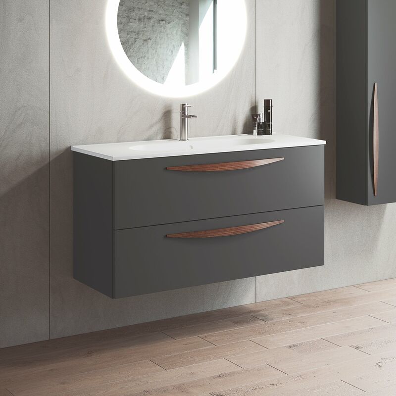 

ARCO Mueble+Lavabo Suspendido 2 Cajones Ceniza Mate - Medida: 100 cms - Visobath