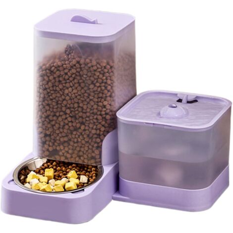Dispensador automático de comida para gatos - Dispensador automático de comida para perros  Contenedor de almacenamiento de alimentos con recipiente de acero inoxidable -