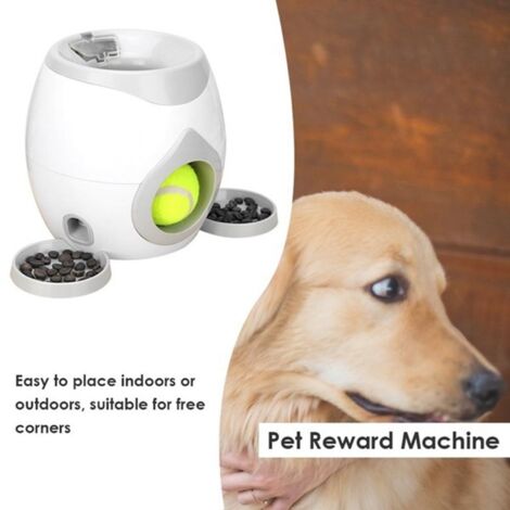 Dispensador automático de comida para perros - Lanzador de pelotas interactivo - ABS - Verde - 30 x 18 x 20 cm - 2 pelotas de tenis