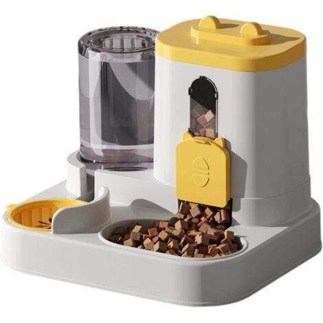 Dispensador automático de comida y agua 2 en 1, bebedero automático para perros y gatos pequeños y medianos, gran capacidad (amarillo)