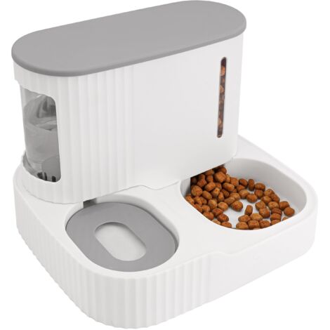 Dispensador automático de comida y agua 2 en 1 por gravedad - Capacidad de 850 ml - Apto para gatos, gatitos, perros pequeños y grandes, y cachorros - Fácil de limpiar - Para comida húmeda y seca