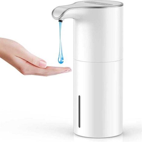 Dispensador automático de jabón blanco, dispensador de jabón de manos sin contacto con sensor infrarrojo, carga USB, capacidad ajustable.