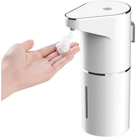 Dispensador automático de jabón en espuma para montaje en pared, con 4 velocidades regulables, recargable, eléctrico con sensor, apto para cocinas y baños. Color blanco.