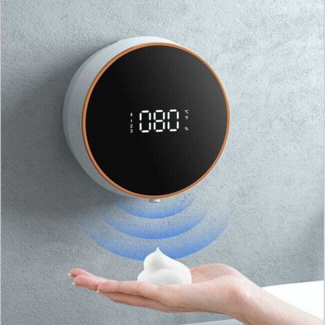 Dispensador automático de jabón espumoso de pared de 300 ml, recargable, 3 niveles de funcionamiento, detección de temperatura.
