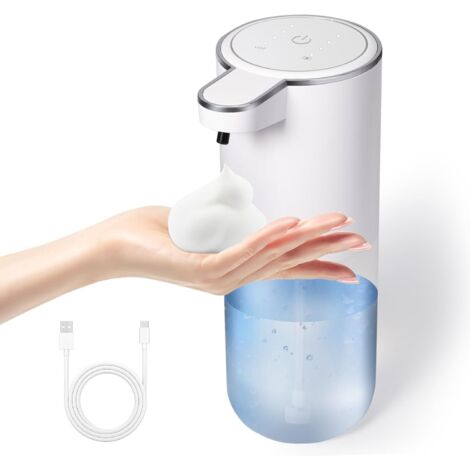 Dispensador automático de jabón líquido, 450 ml (15,37 oz), dispensador de jabón de manos sin contacto, bomba eléctrica impermeable con sensor de movimiento, apto para baños, cocinas y detergentes, re