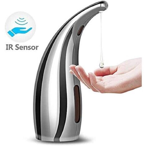 Dispensador automático de jabón por inducción, dispensador de gel hidroalcohólico, dispensador de jabón con sensor de movimiento sin contacto para el hogar, la escuela, el baño y el hotel (plateado)