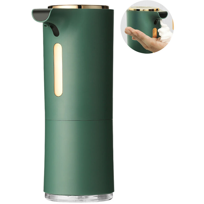 

Dispensador automático de jabón, sin contacto, con pilas, dispensador de jabón líquido de espuma para baño, cocina, verde