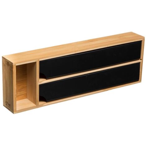 Dispensador de 2 compartimentos bambú negro - 5five