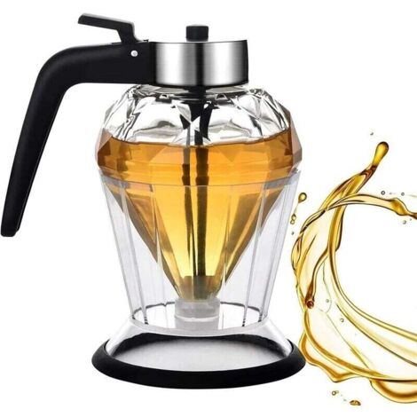Dispensador de aceite, botella de vidrio prensada con diamante para aceite de oliva con tapa, vertedor antigoteo para cocina (200 ml)