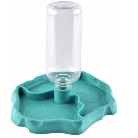 Dispensador de agua azul para reptiles, 2 en 1, con protección antidesbordamiento, comedero de plástico para tortugas y geckos,