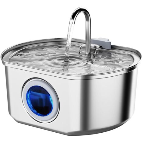 Dispensador de agua inteligente para mascotas, fabricado en acero inoxidable, con sistema de filtración por circulación automática, capacidad de 3,2 litros e interfaz USB.