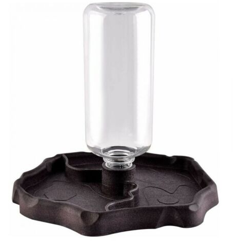 Dispensador de agua para reptiles BR-Vie, bebedero para tortugas, comedero 2 en 1, protección antidesbordamiento, accesorio de tazón de plástico - Marrón