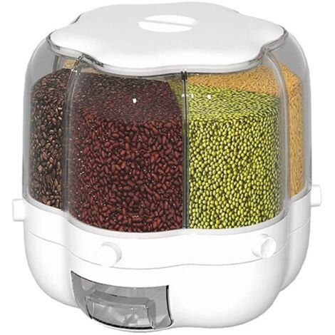 Dispensador de alimentos giratorio - Tanque de arroz sellado - Caja de almacenamiento para cocina y hogar