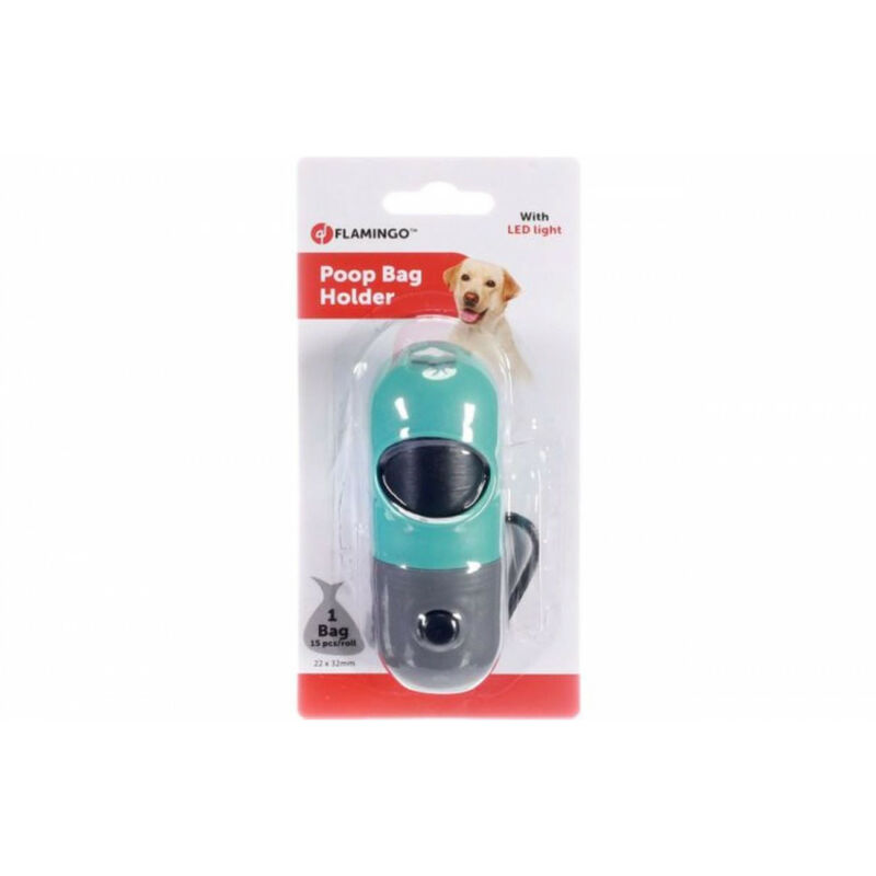 

Dispensador de bolsas de caca LED + un rollo. Perros.