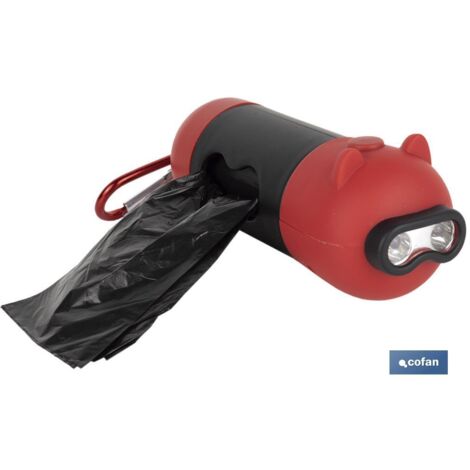 dispensador de bolsas mascota con linterna led  13,5 x 4,5 cm