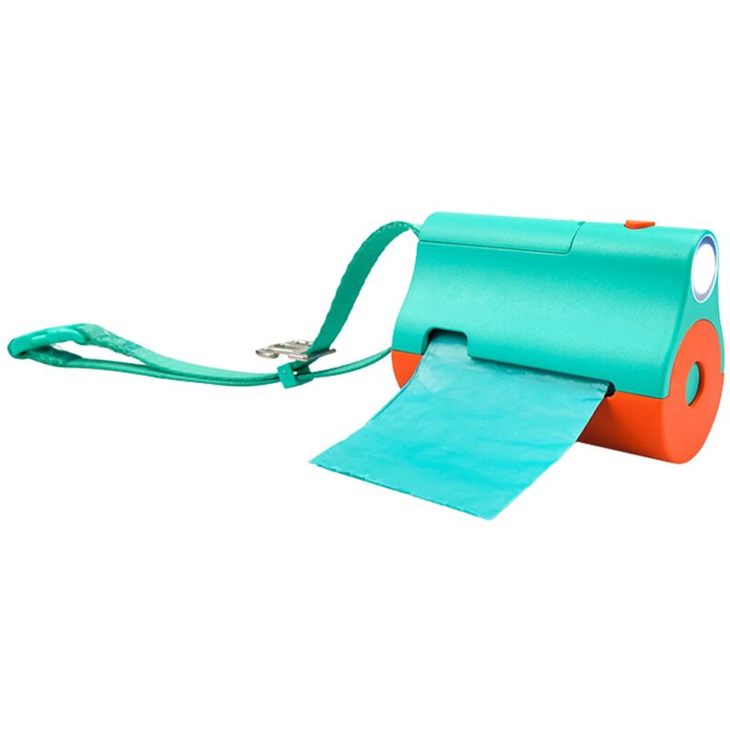 Dispensador de bolsas para excrementos de perro, con linterna, soporte para correa, contenedor de bolsas para orinal, a prueba de fugas, para