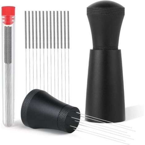 Dispensador de café espresso extraíble, de aluminio, con soporte y 7 agujas, para baristas (13 agujas de repuesto)