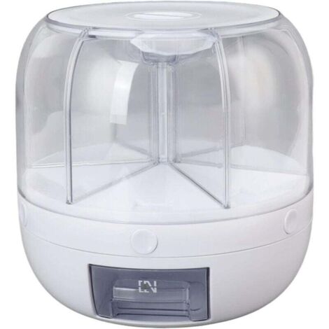 Dispensador de cereales ZVD, contenedor giratorio de 360° para almacenar cereales, dispensador de arroz de 6 kg, contenedor de cereales de 6 compartimentos, dispensador de arroz para cocina