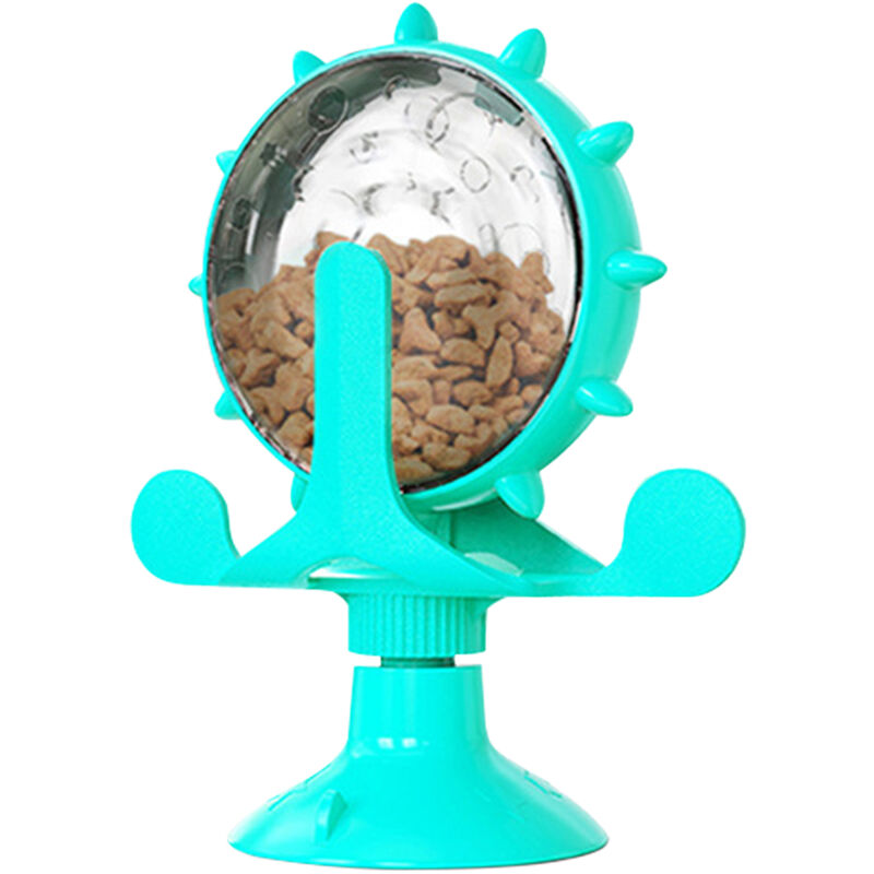 

Dispensador de comida para gatos con rueda giratoria, juguete con ventosa, alimentador de mascotas giratorio de 360 ​​°, diseno de molino de viento,