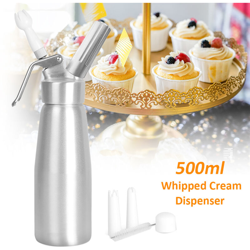 

Happyshopping - Dispensador de crema batida de 500 ml, batidor de crema profesional de aluminio resistente a fugas, fabricante de postres de lujo