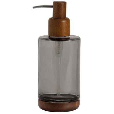 Dispensador de cristal gris y acacia ba73074 andrea house