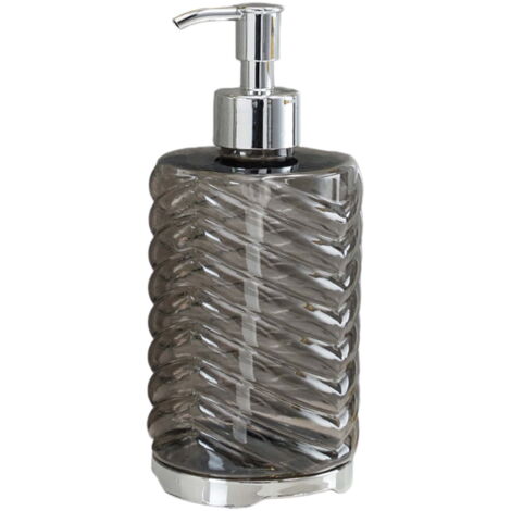 Dispensador de gel desinfectante para manos de plástico de 420 ml – Gris transparente, tipo bomba, diseño a prueba de fugas, apto para lavabos de baño/cocina/aseo (17,3 x 7,3 x 7,3 cm)