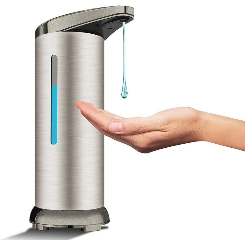 

Dispensador de jabón automático de acero inoxidable, dispensador de desinfectante sin contacto con sensor de infrarrojos, interruptor ajustable y
