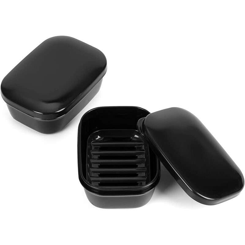 

Dispensador de jabón de viaje de 2 piezas, soporte de jabón portátil para viajes, gimnasio, camping, negro