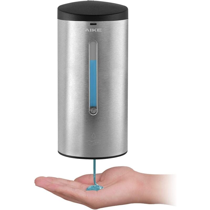 

Dispensador de jabón líquido automático montado en la pared de acero inoxidable cepillado de gran capacidad de 700 ml, goteo