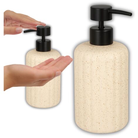 Dispensador de jab贸n l铆quido en crema de cer谩mica de 450 ml con bomba negra Kenia
