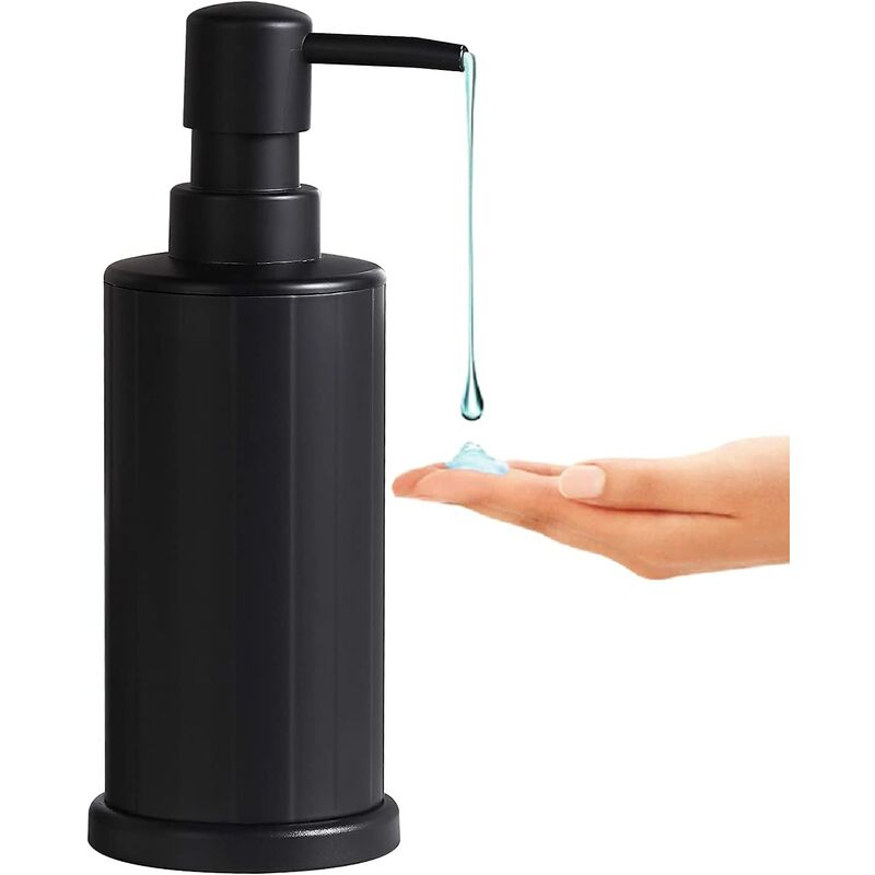 

Dispensador de jabón negro, botella de bomba dispensadora Easy Squeeze de 240 ml, dispensador de loción y jabón de metal resistente a la oxidación