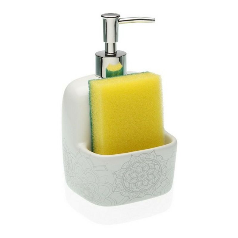 

Dispensador de Jabón 2 en 1 para Fregadero Mandala Cerámica (9,4 x 17,8 x 10,5 cm)