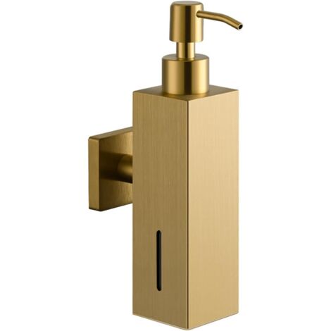 Dispensador de jabón, 280 ml/9,47 oz, recargable, para ducha, de pared, de acero inoxidable, con bomba, apto para su uso en baño y cocina, cromado.