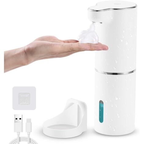 Dispensador de jabón automático con sensor (negro) 500 ml, dispensador de jabón eléctrico recargable con tres niveles ajustables.