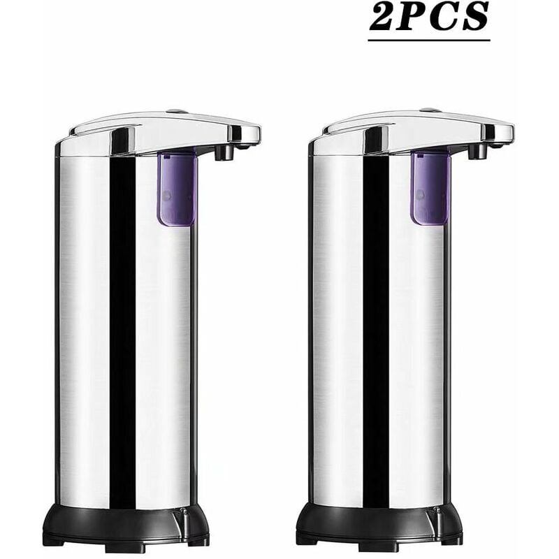 

Dispensador de jabón automático de acero inoxidable con sensor de movimiento infrarrojo sin manos para cocina y baño 250 ml - 2 piezas