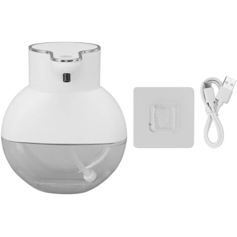 Dispensador de jabón automático, sin contacto, recargable, resistente al agua (IPX5), 400 ml, blanco, para montaje en pared.