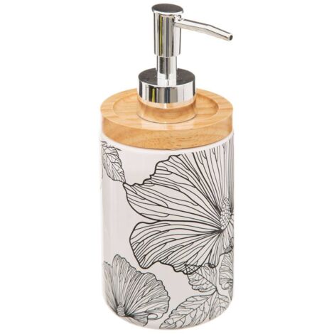 Dispensador de jabón blackflora de 400 ml en blanco y negro - 5five