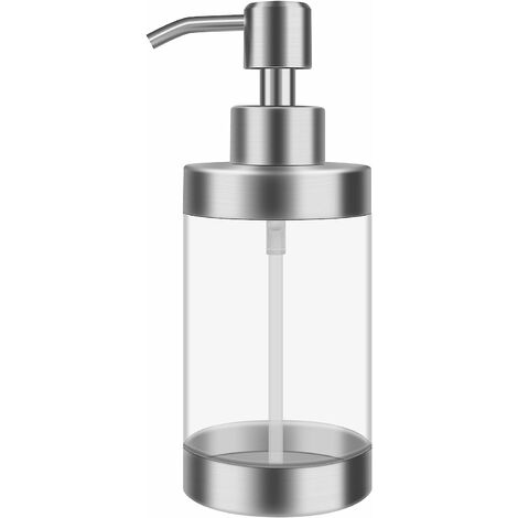 Dispensador de jabón, botella de jabón de acero inoxidable, bomba de jabón de espuma transparente para baño, cocina, oficina, baño de Hotel