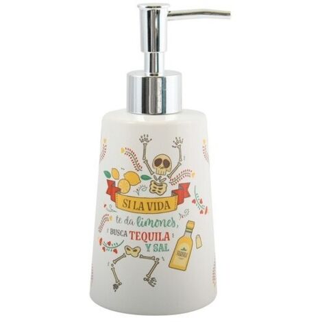 Dispensador de Jabón Cerámica TEQUILA Blanco y Amarillo MSV