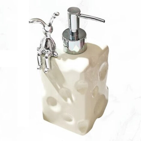 Dispensador de jabón cerámico grande con amplia capacidad para el baño, blanco, con elegante bomba: decoración elegante y práctica.