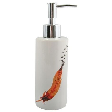 Dispensador de Jabón Cerámico INDIA Blanco y Naranja MSV
