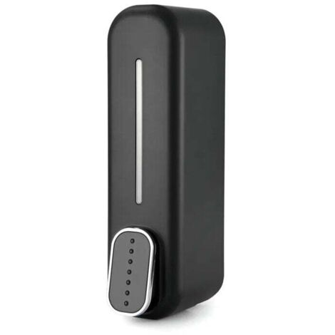 Dispensador de jabón con soporte de pared - Dispensador de jabón líquido de 300 ml, gel de ducha, champú líquido y soporte para la colada para cocina y oficina, color negro