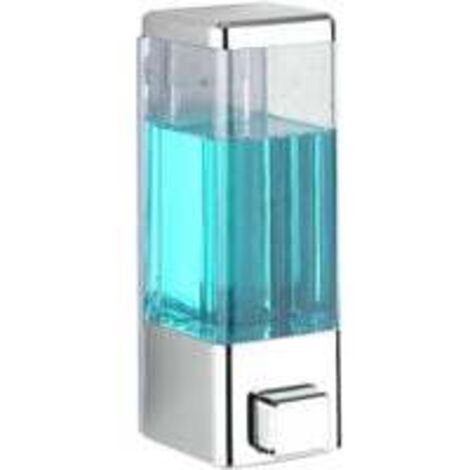 Dispensador de jabón cromado 480 ml de pared automático de plástico de diseño moderno para baño, dispensador de desinfectante y jabón transparente sin taladrar y fácil de limpiar
