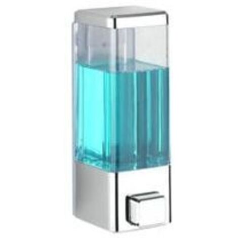 Dispensador de jabón cromado 480 ml de pared de plástico automático de diseño moderno para baño dispensador de desinfectante y jabón transparente sin taladrar y fácil de limpiar